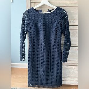 Sail to Sable navy long sleeve dress, mesh circles